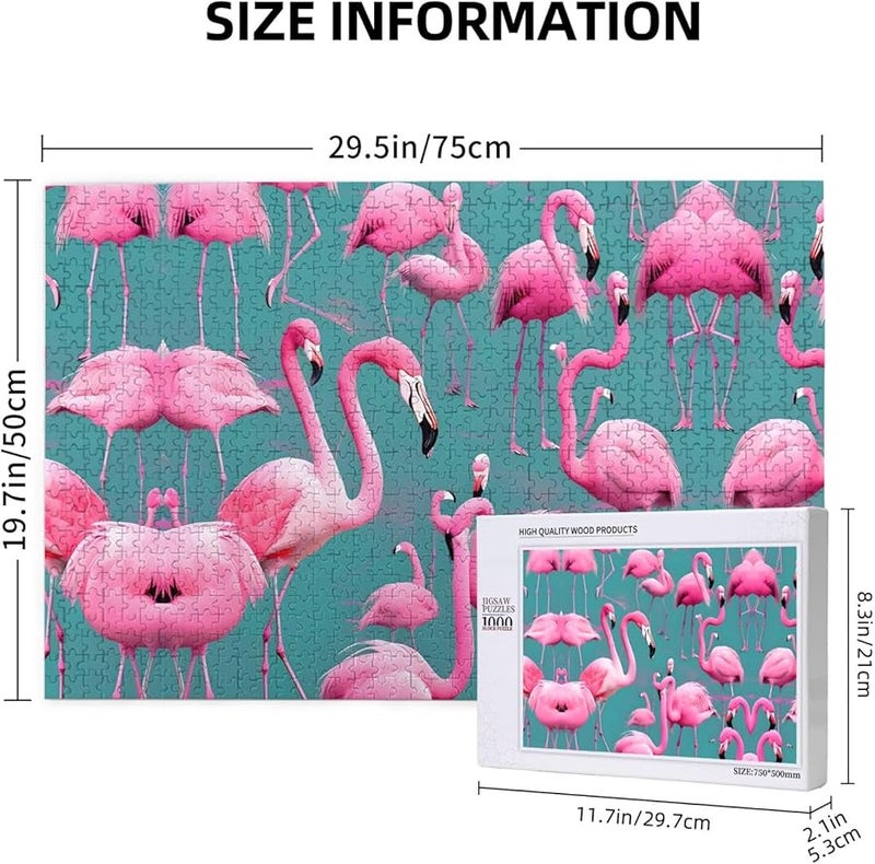 لغز فلامنجو 1000 قطعة 29.5 × 19.7 بوصة ديكور منزلي للكبار هدية عيد ميلاد - Image 3